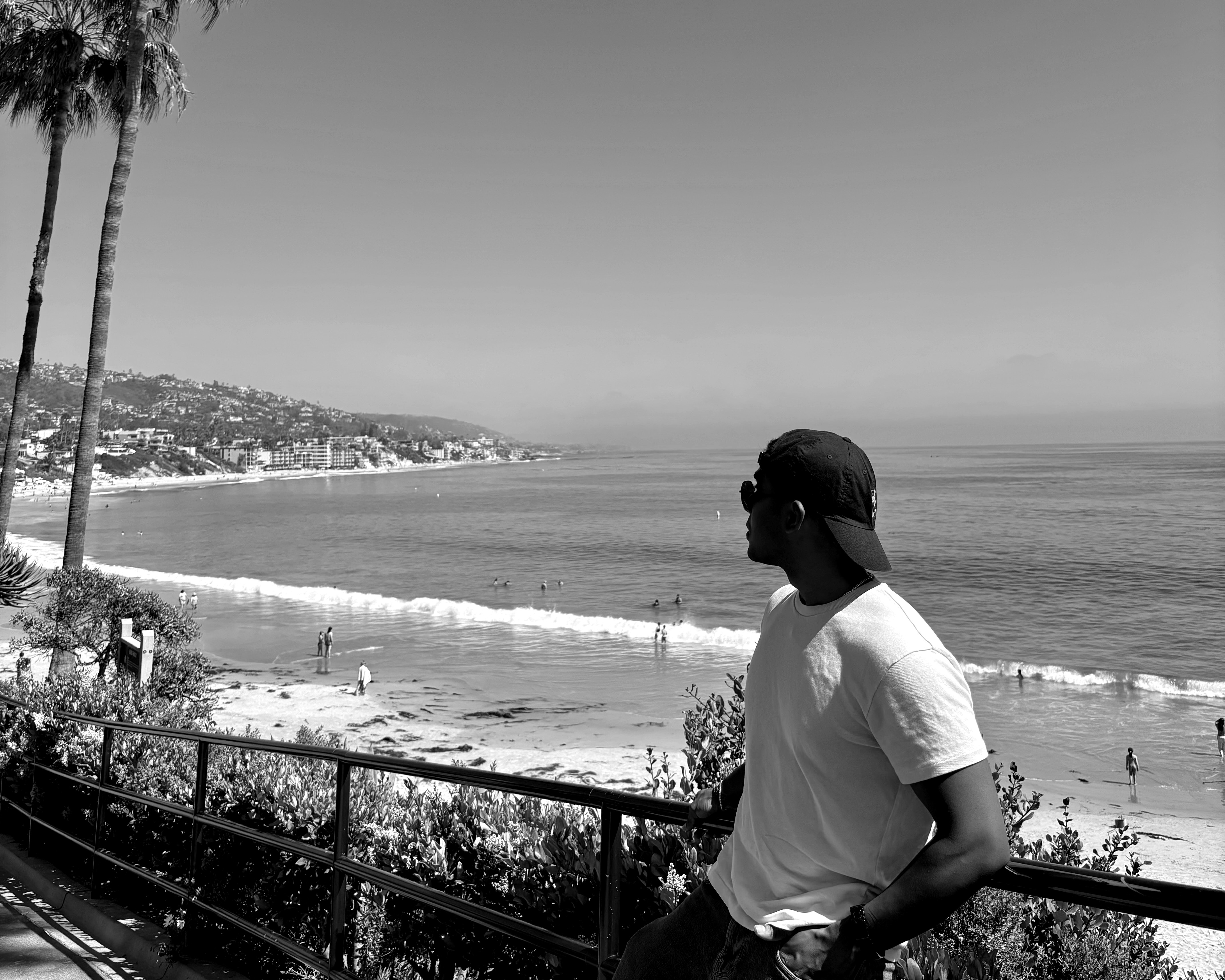 Hardhik Mohanty at Laguna Beach, looking toward the Pacific
